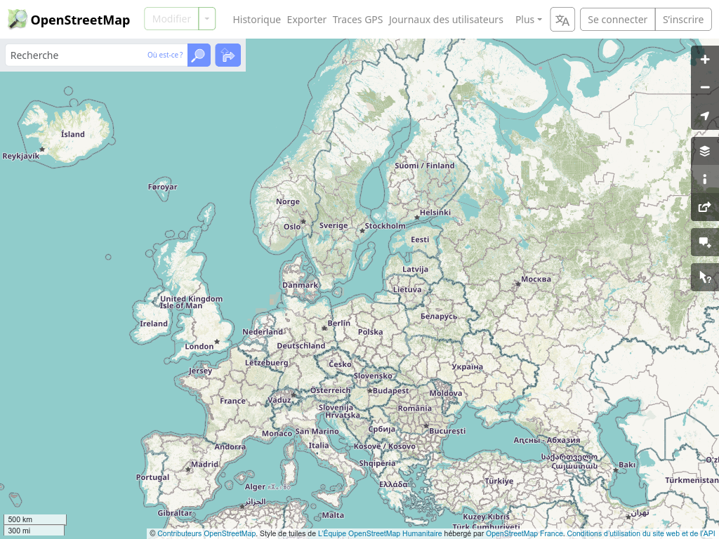 Page d'accueil du site openstreetmap.org